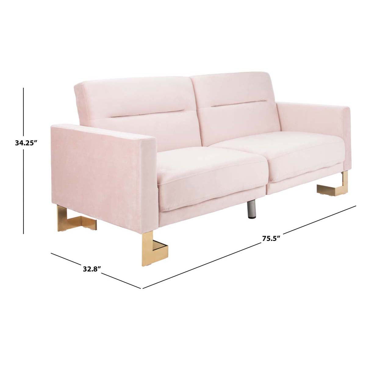 Safavieh Tribeca Foldable Sofa Bed , LVS2001 - Blush / Brass