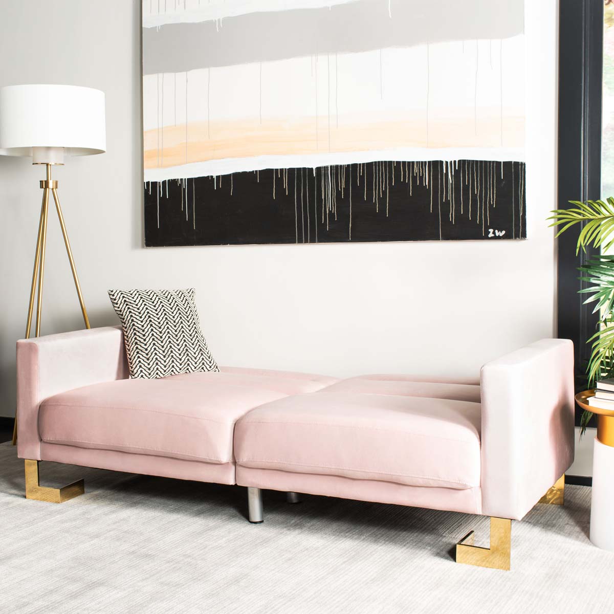 Safavieh Tribeca Foldable Sofa Bed , LVS2001 - Blush / Brass