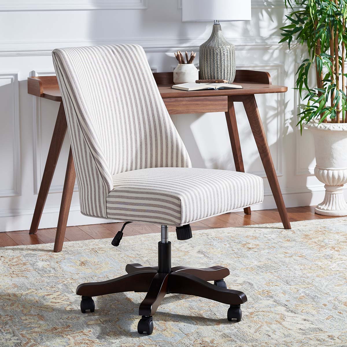 Scarlet Desk Chair | Safavieh - MCR1028 - Beige Stripe