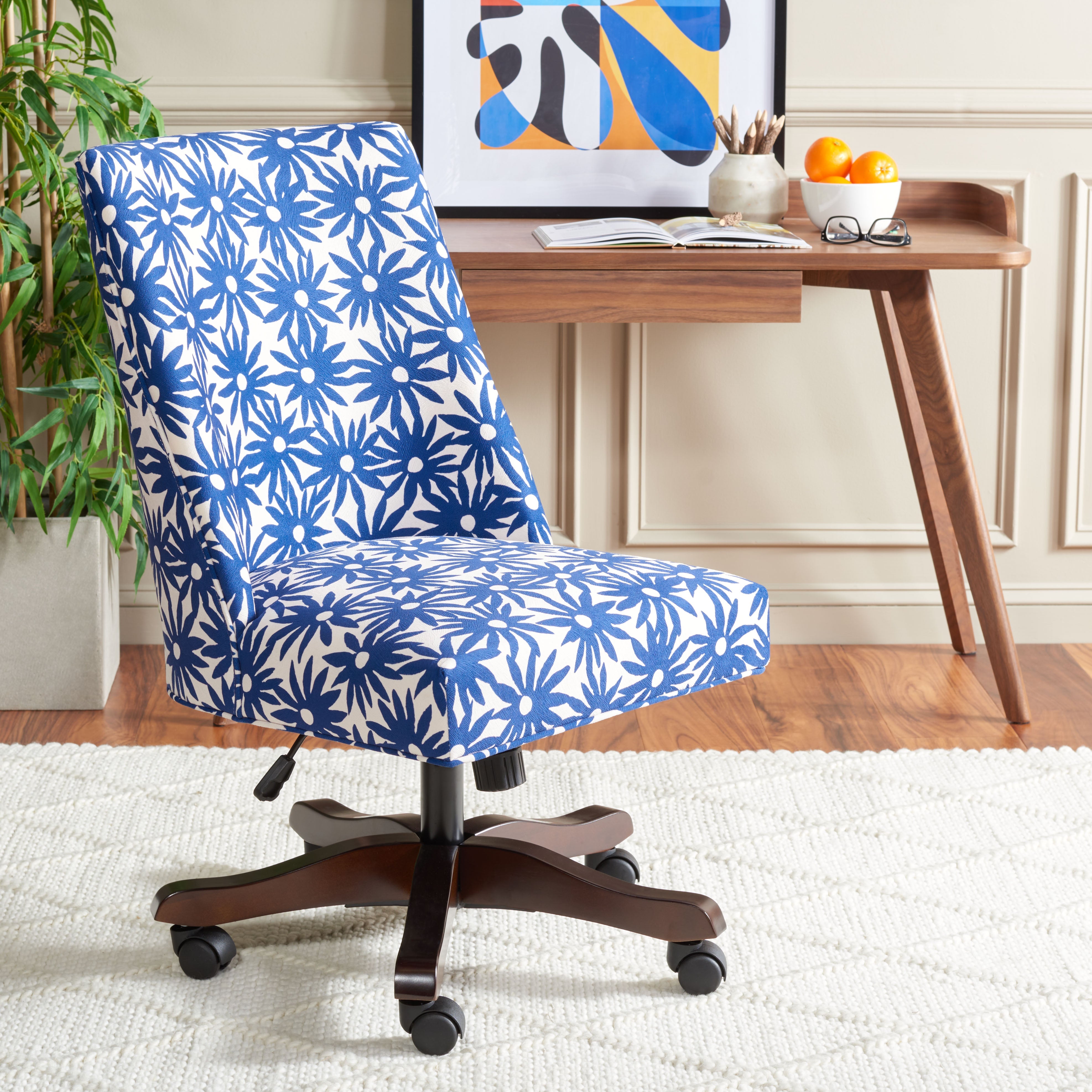 Scarlet Desk Chair | Safavieh - MCR1028 - Navy Flower