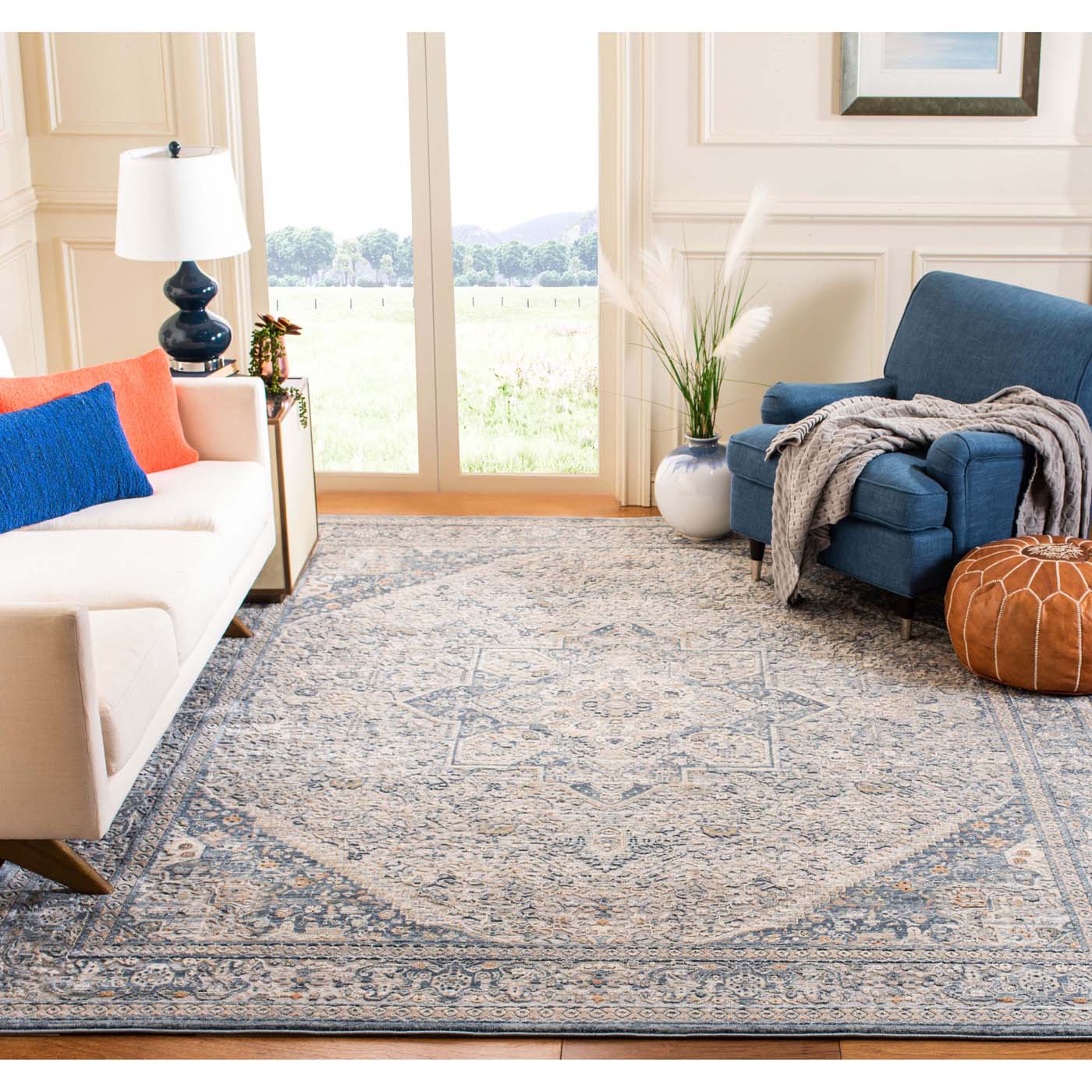 Martha Stewart 689 Rug | Martha Stewart - MSR689 - Cream / Blue