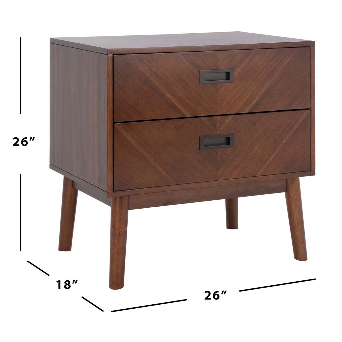 Donald 2 Drawer Nightstand | Safavieh - Dark Walnut