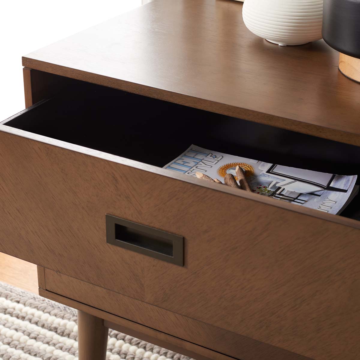 Donald 2 Drawer Nightstand | Safavieh - Wheat / Bronze