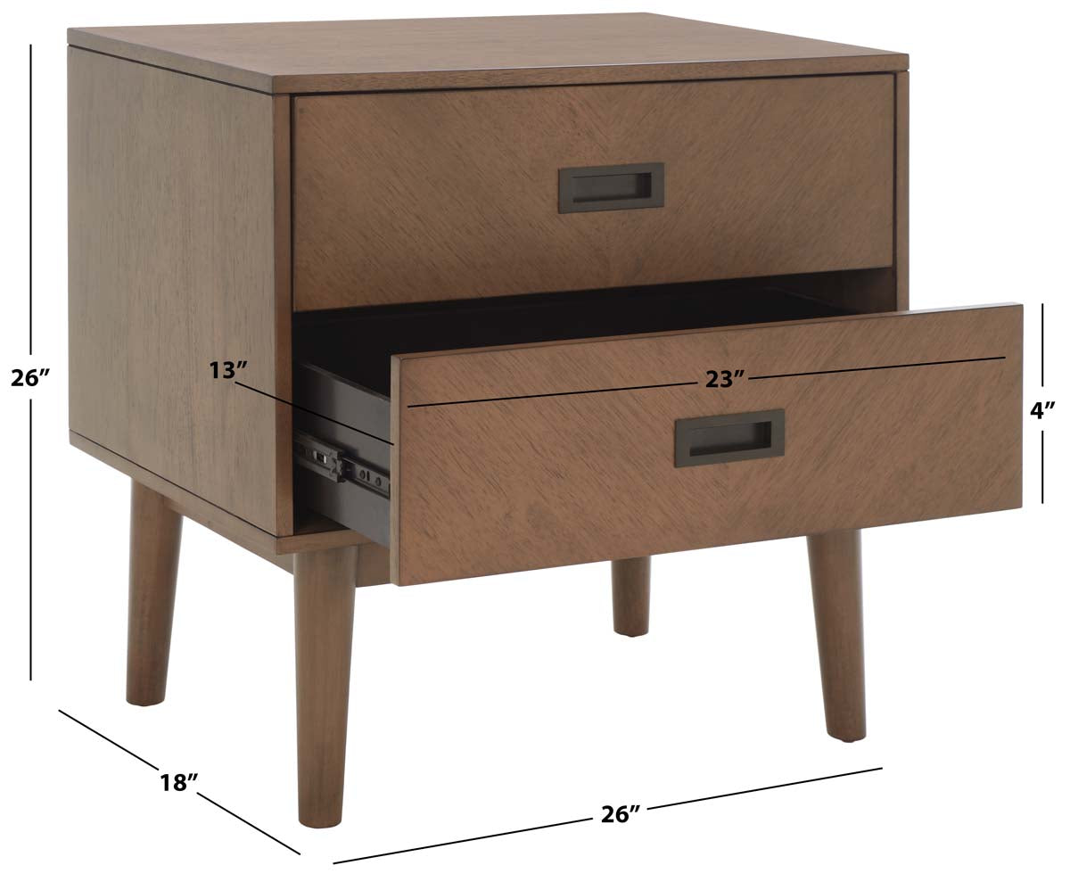 Donald 2 Drawer Nightstand | Safavieh - Wheat / Bronze