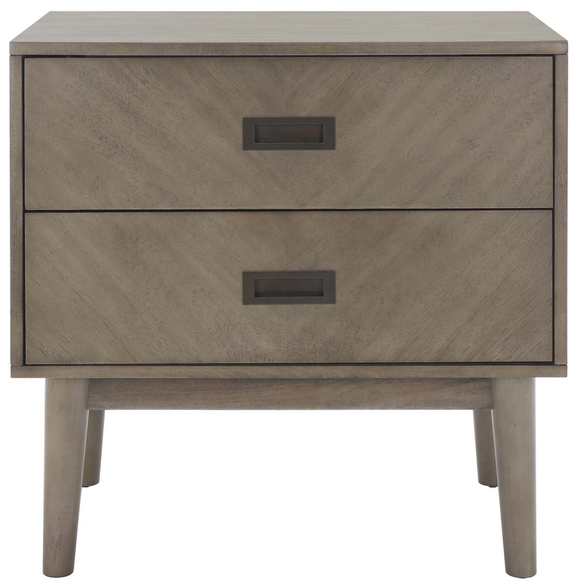 Donald 2 Drawer Nightstand | Safavieh - Light Grey / Bronze