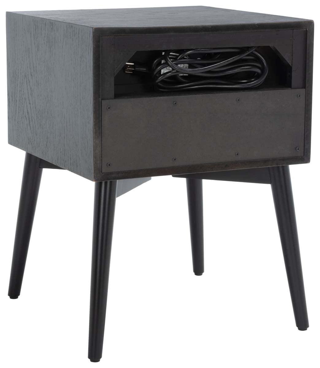 Scully Nightstand W/ Usb | Safavieh - Black / Gold | Safavieh - Black / Gold