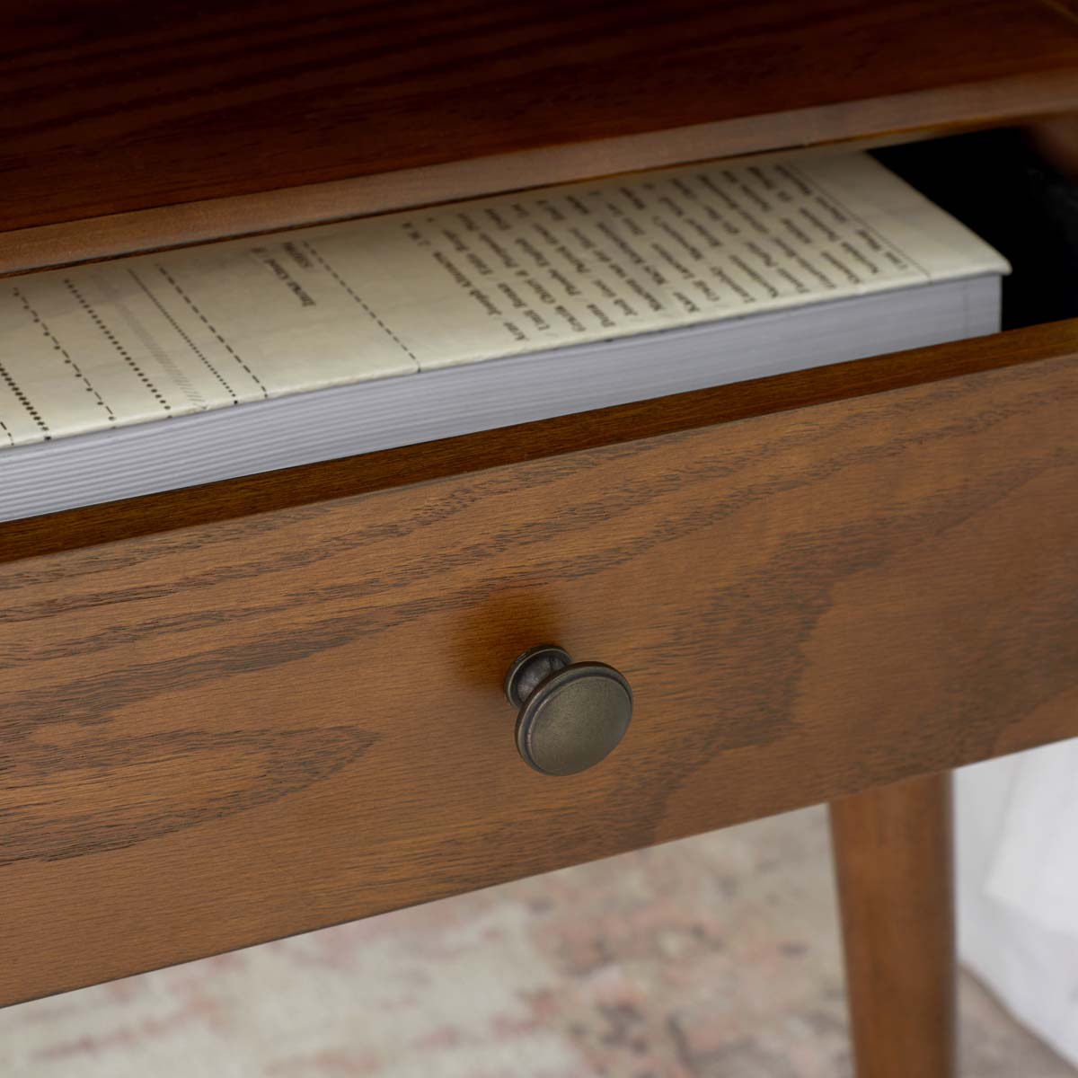 Scully Nightstand W/ Usb | Safavieh - Oak / Gold | Safavieh - Oak / Gold