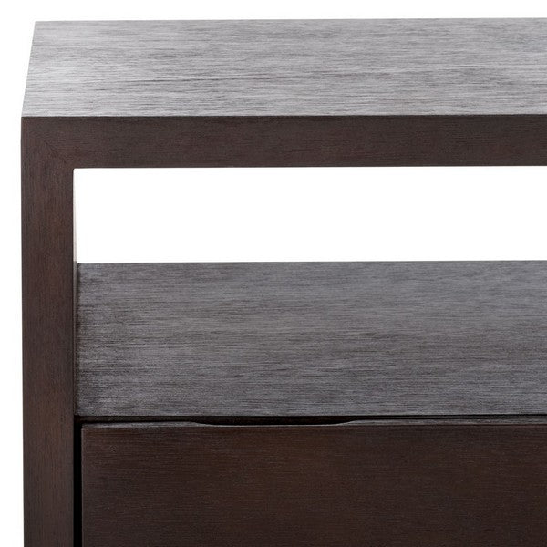 Munson 2 Shelf 1 Drawer Nightstand, NST6603 | Safavieh - Dark Oak