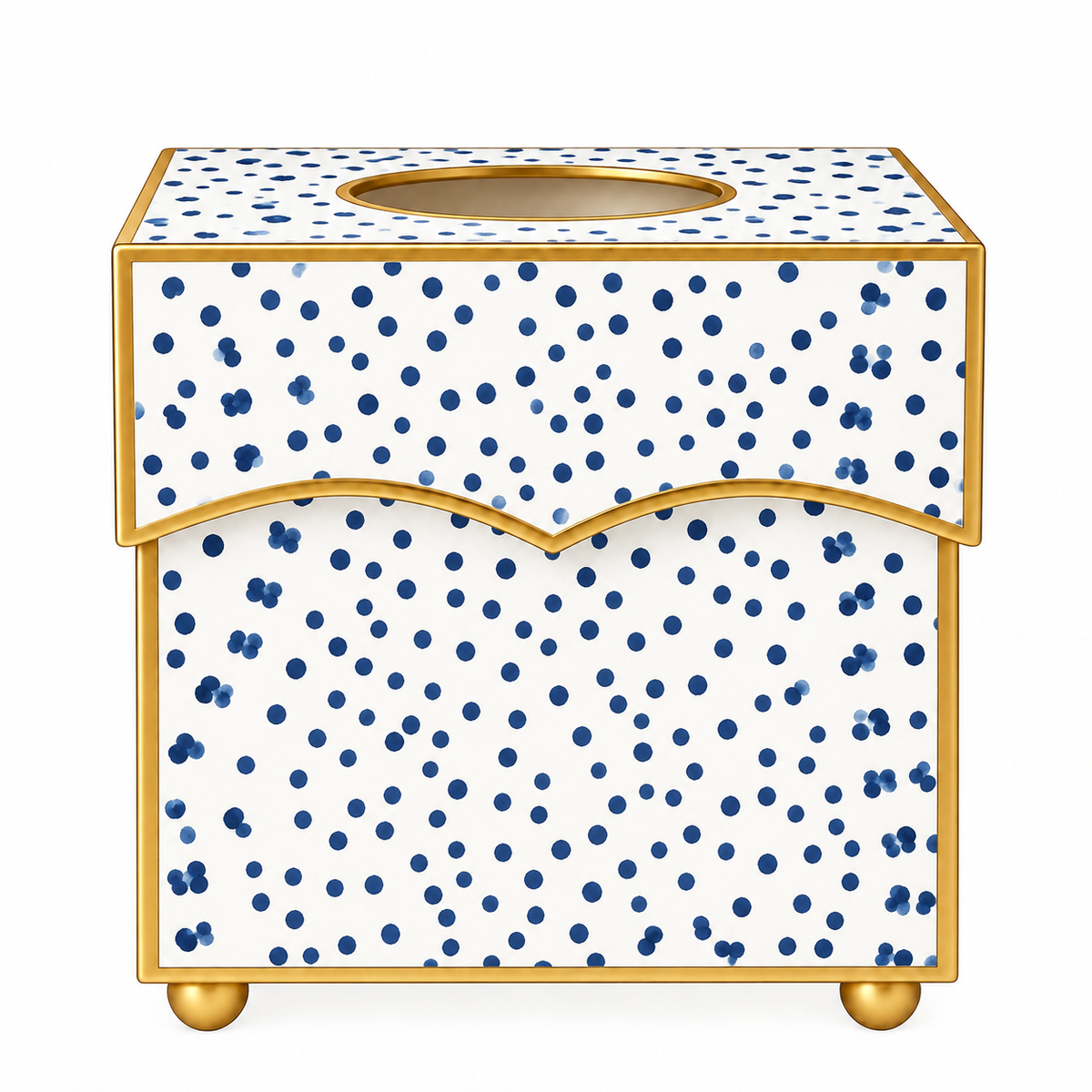 Navy Blue Polka Dot Wastepaper Basket & Tissue Holder (2 Options)