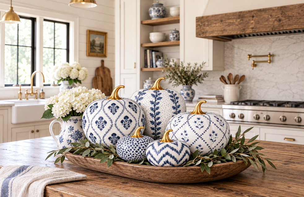 Navy Meadow Sprig Pumpkin