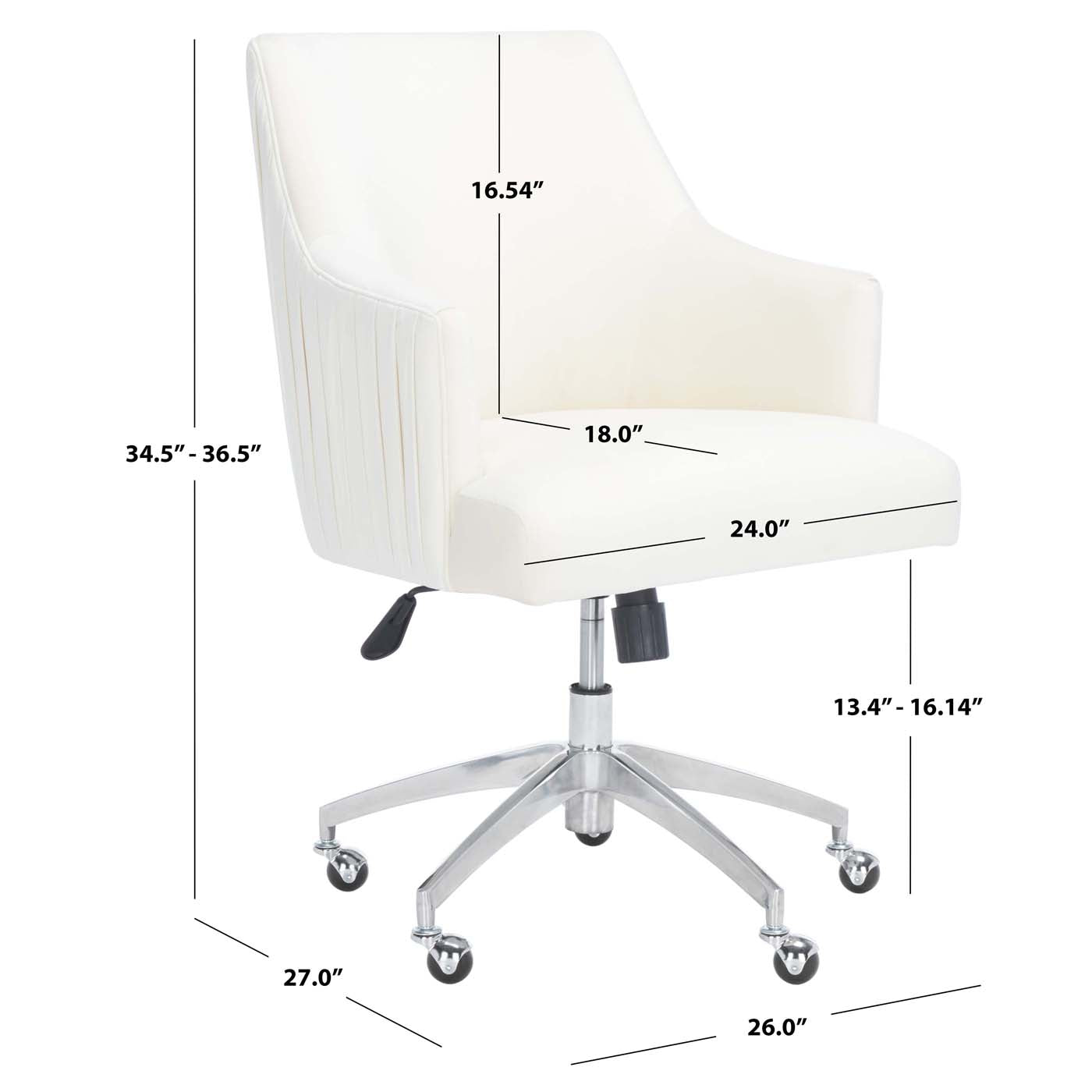 Kaisley Puckered Office Chair | Safavieh - OCH1300 - Cream / Silver