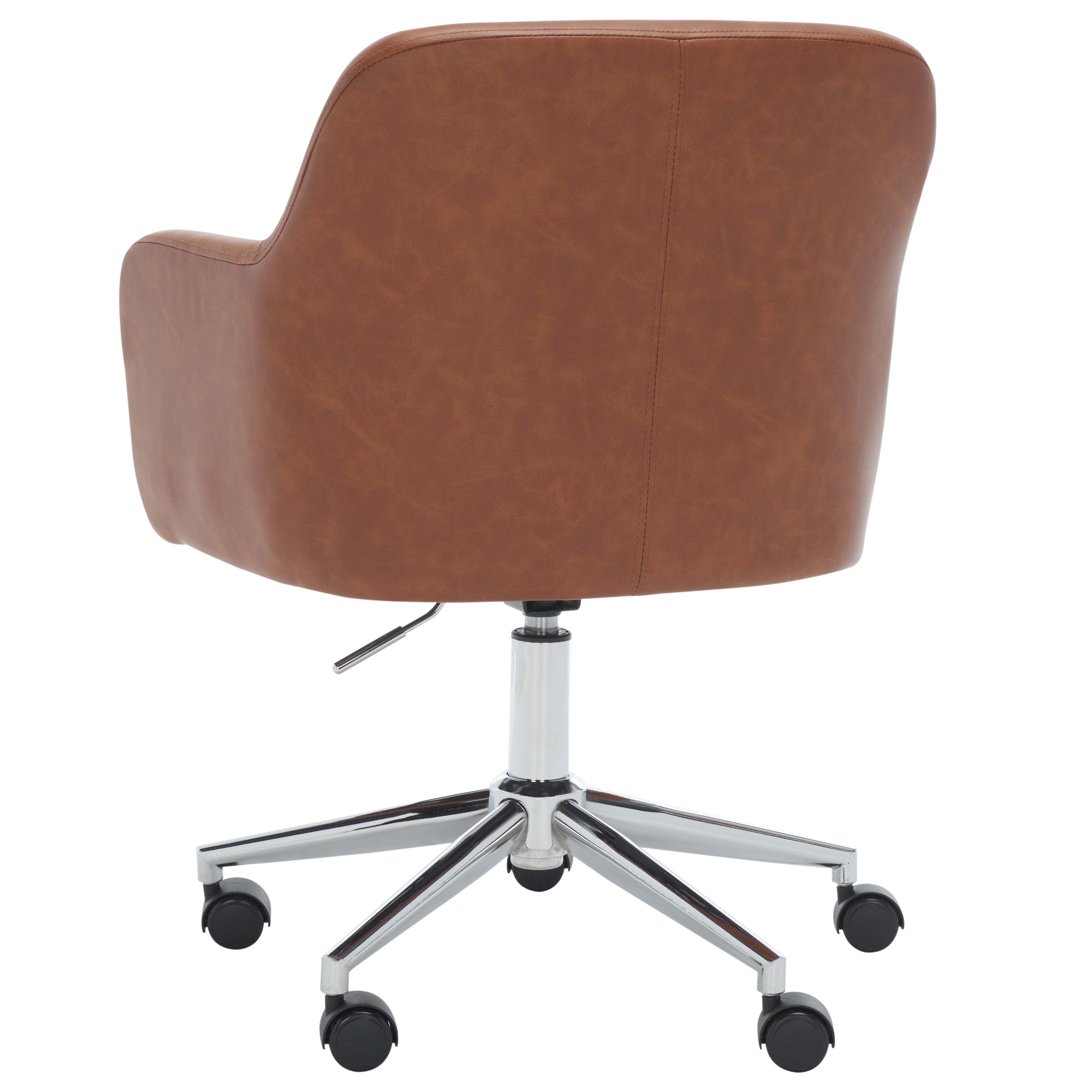 Kains Swivel Office Chair | Safavieh - OCH2000 - Cognac / Chrome