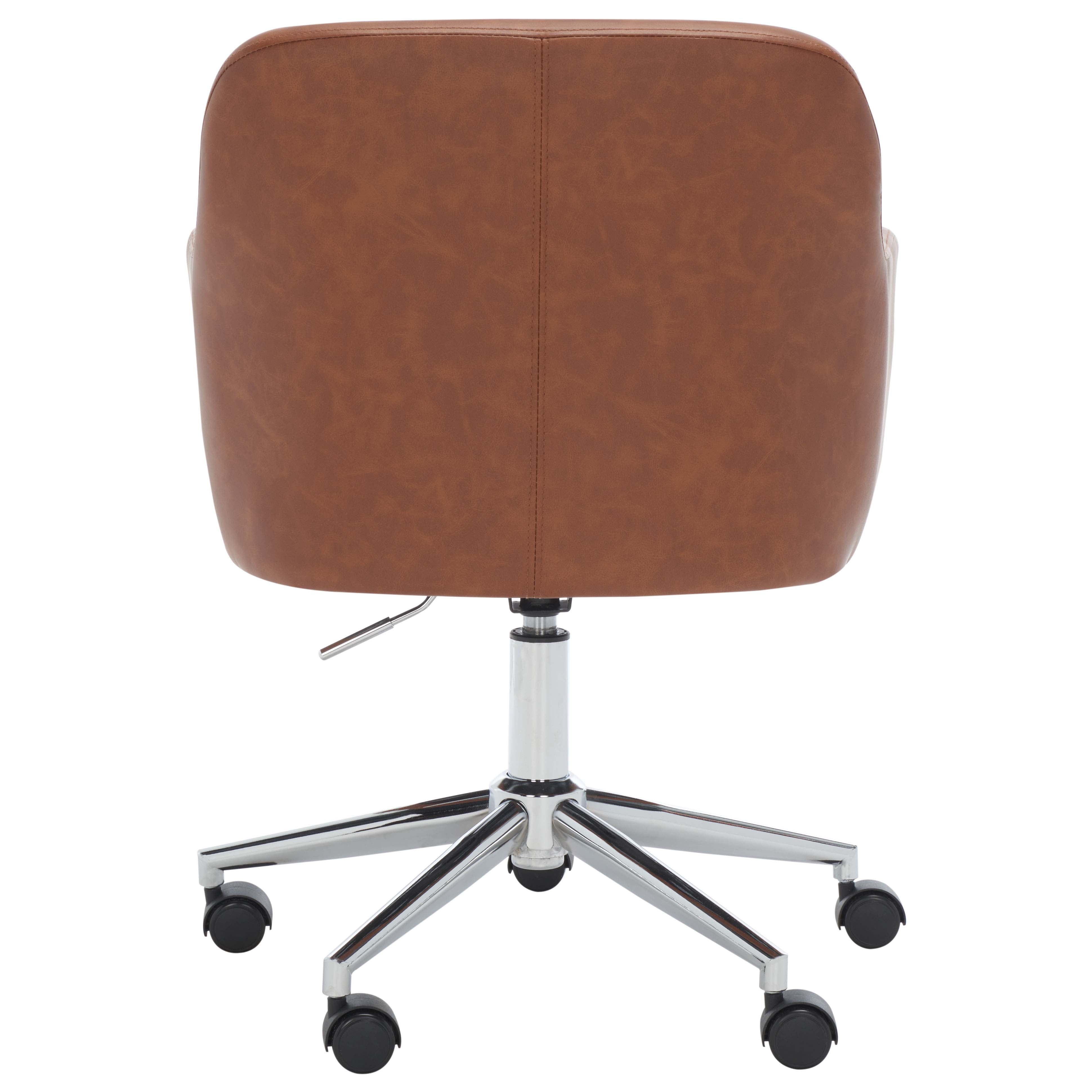 Kains Swivel Office Chair | Safavieh - OCH2000 - Cognac / Chrome