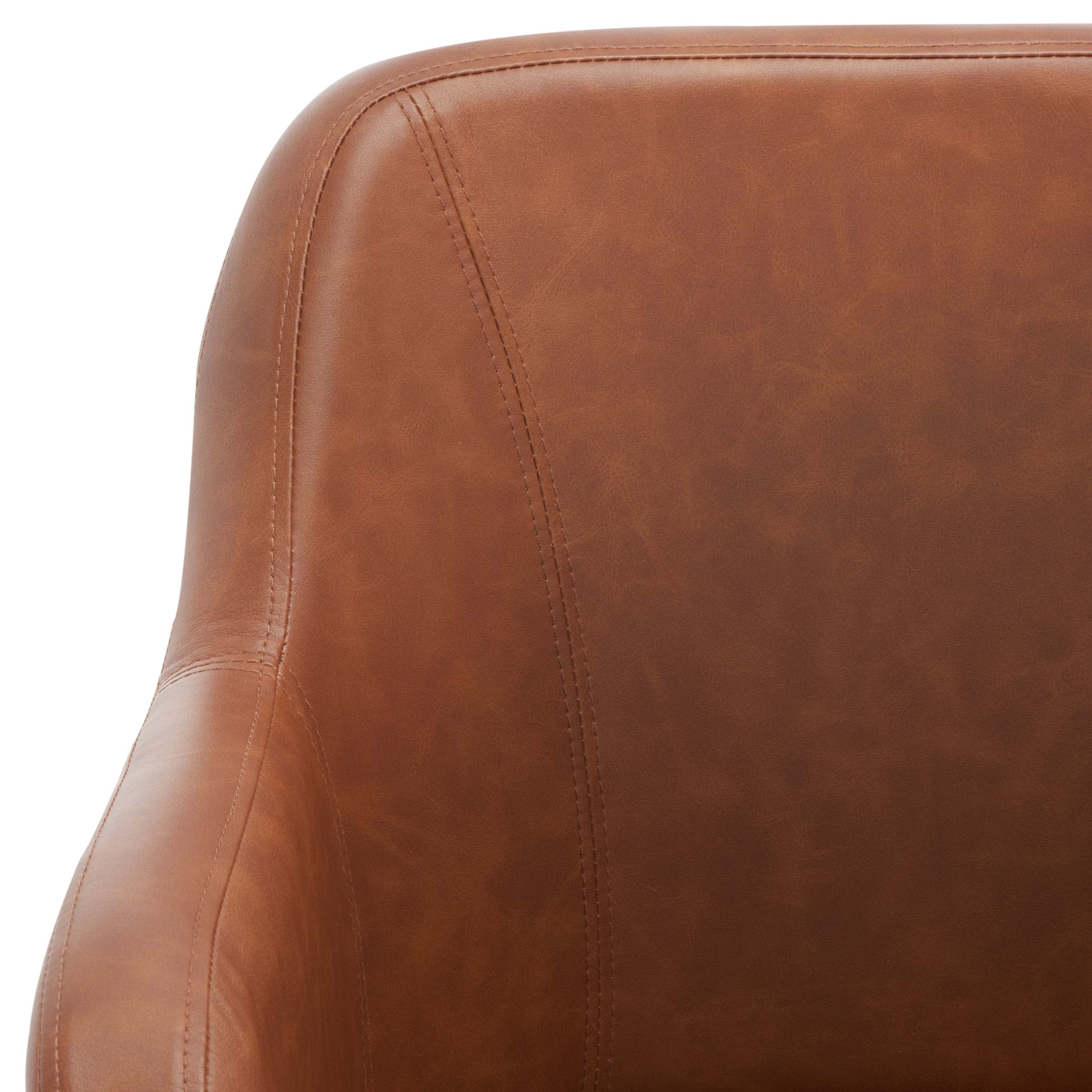 Kains Swivel Office Chair | Safavieh - OCH2000 - Cognac / Chrome