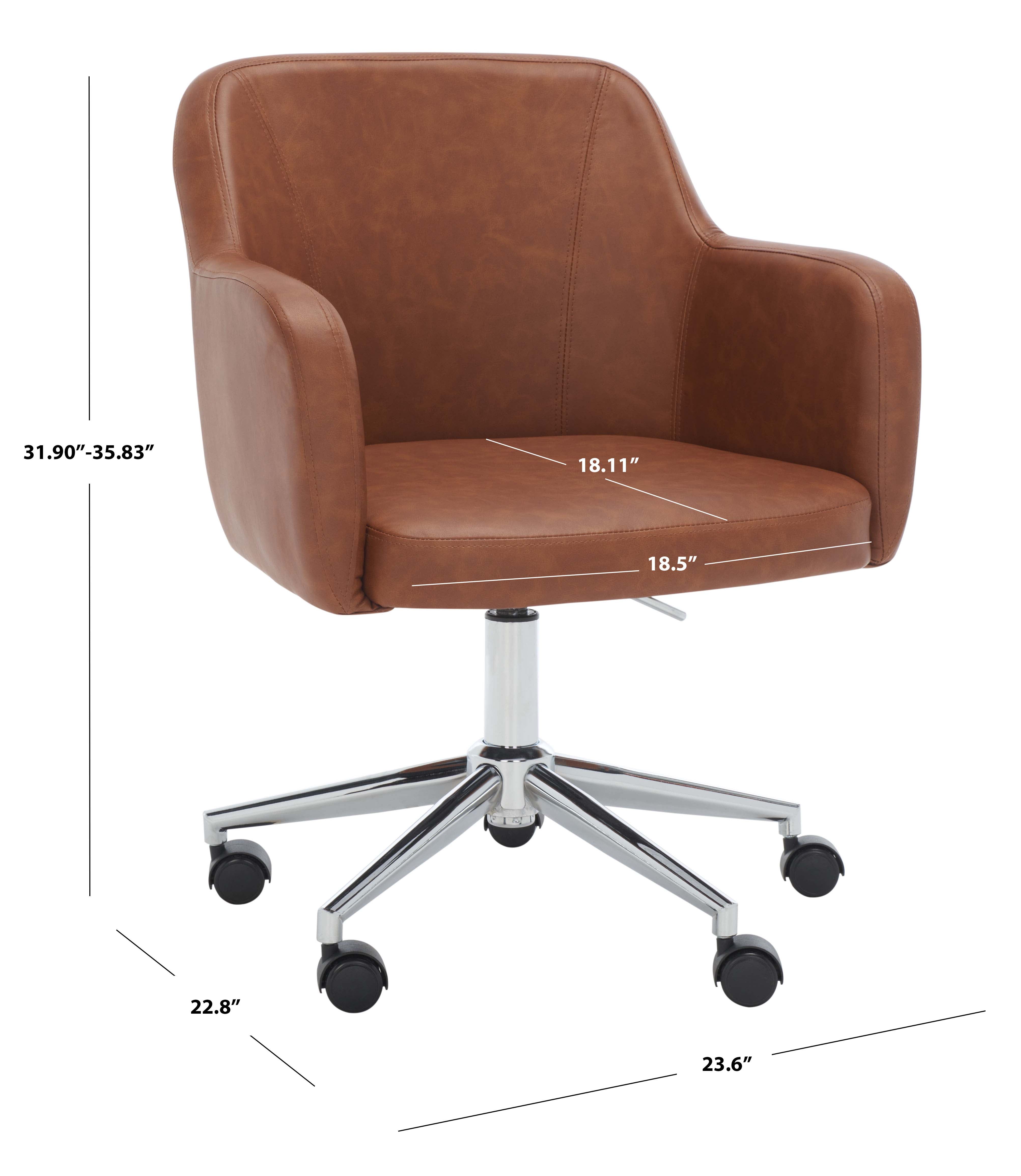 Kains Swivel Office Chair | Safavieh - OCH2000 - Cognac / Chrome