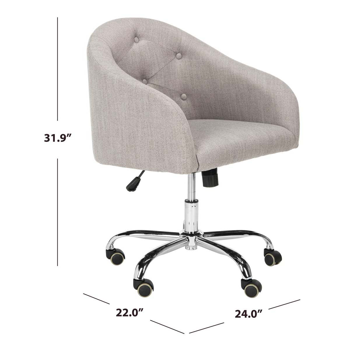 Amy Tufted Linen Chrome Leg Swivel Office Chair | Safavieh - OCH4500 - Grey / Chrome