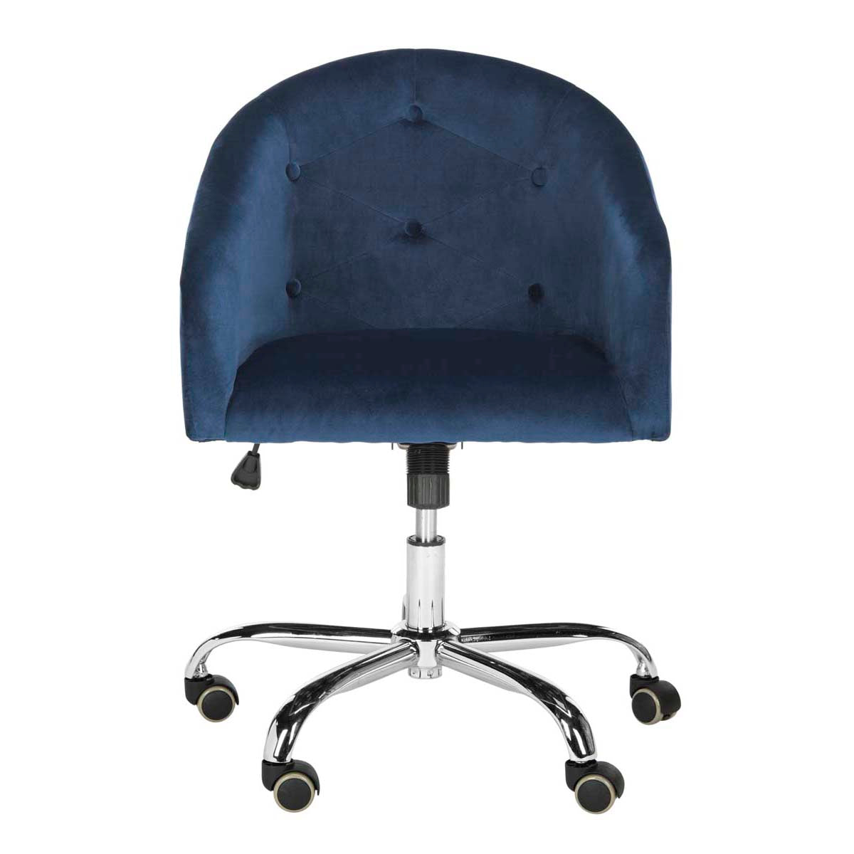 Amy Tufted Velvet Chrome Leg Swivel Office Chair | Safavieh - OCH4500 - Navy / Chrome