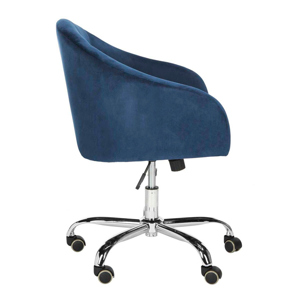 Amy Tufted Velvet Chrome Leg Swivel Office Chair | Safavieh - OCH4500 - Navy / Chrome