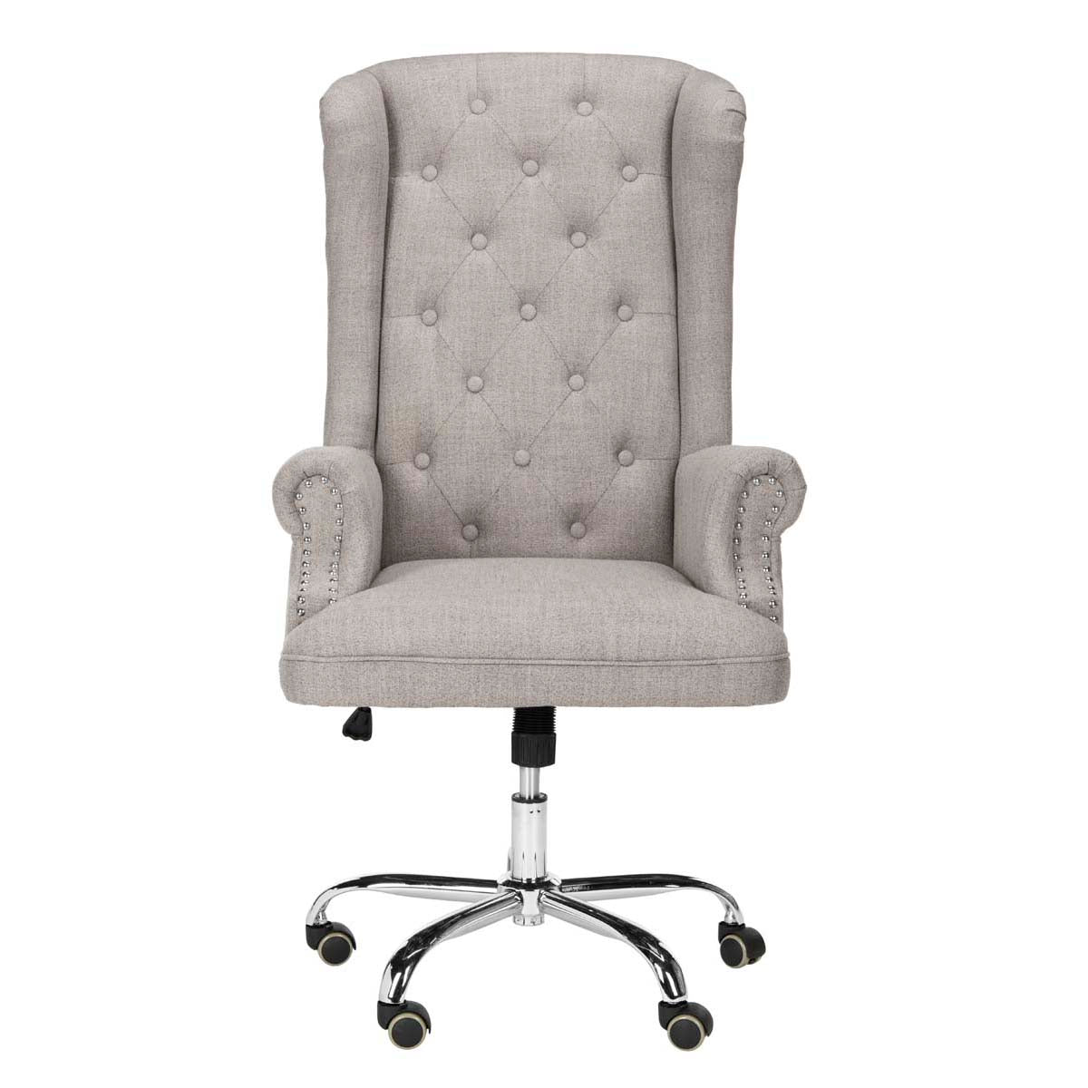 Ian Linen Chrome Leg Swivel Office Chair | Safavieh - OCH4504 - Grey / Chrome