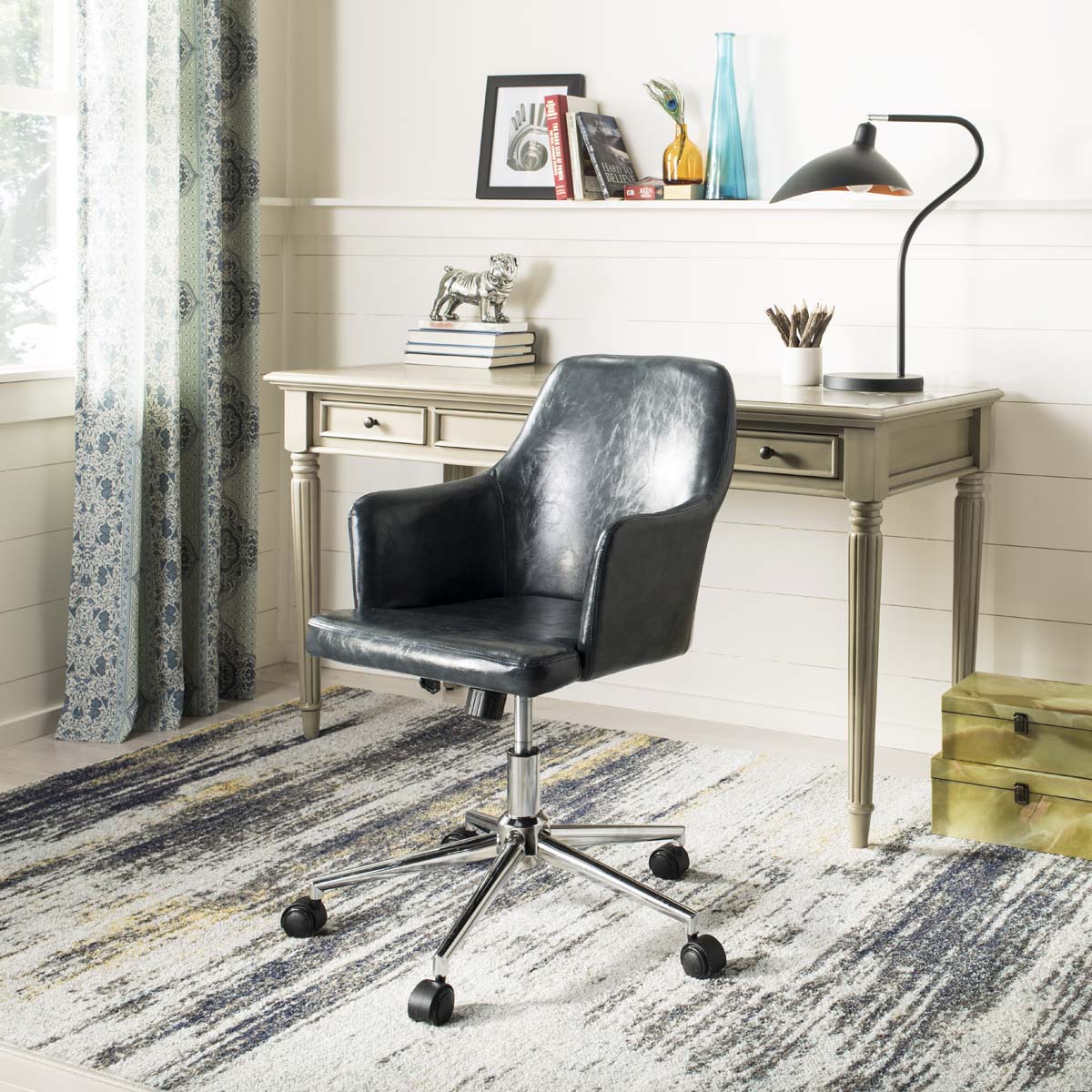 Cadence Swivel Office Chair | Safavieh - OCH7500 - Dark Grey / Chrome