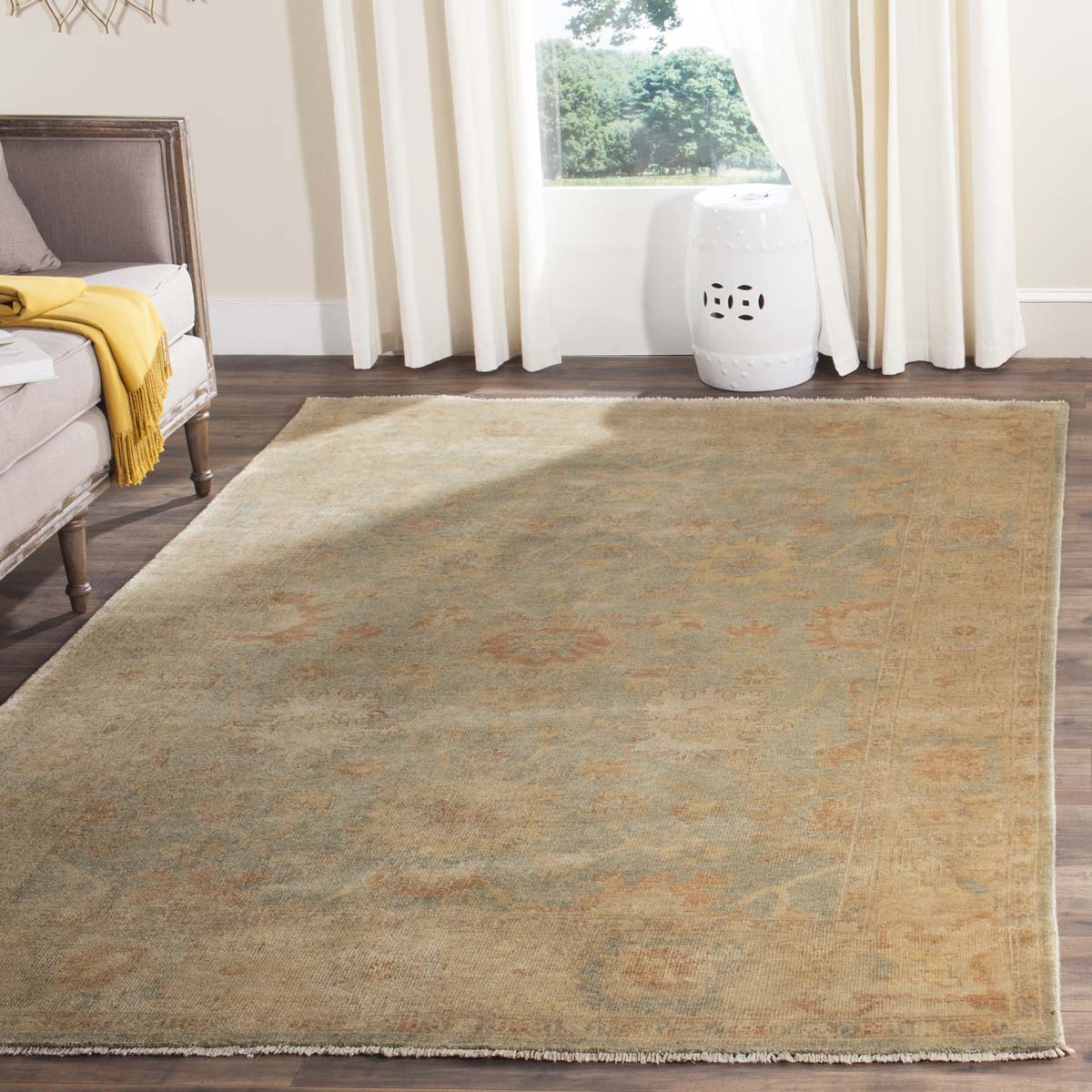 Oushak 115 Rug | Safavieh - OSH115C - Dark Green / Brown