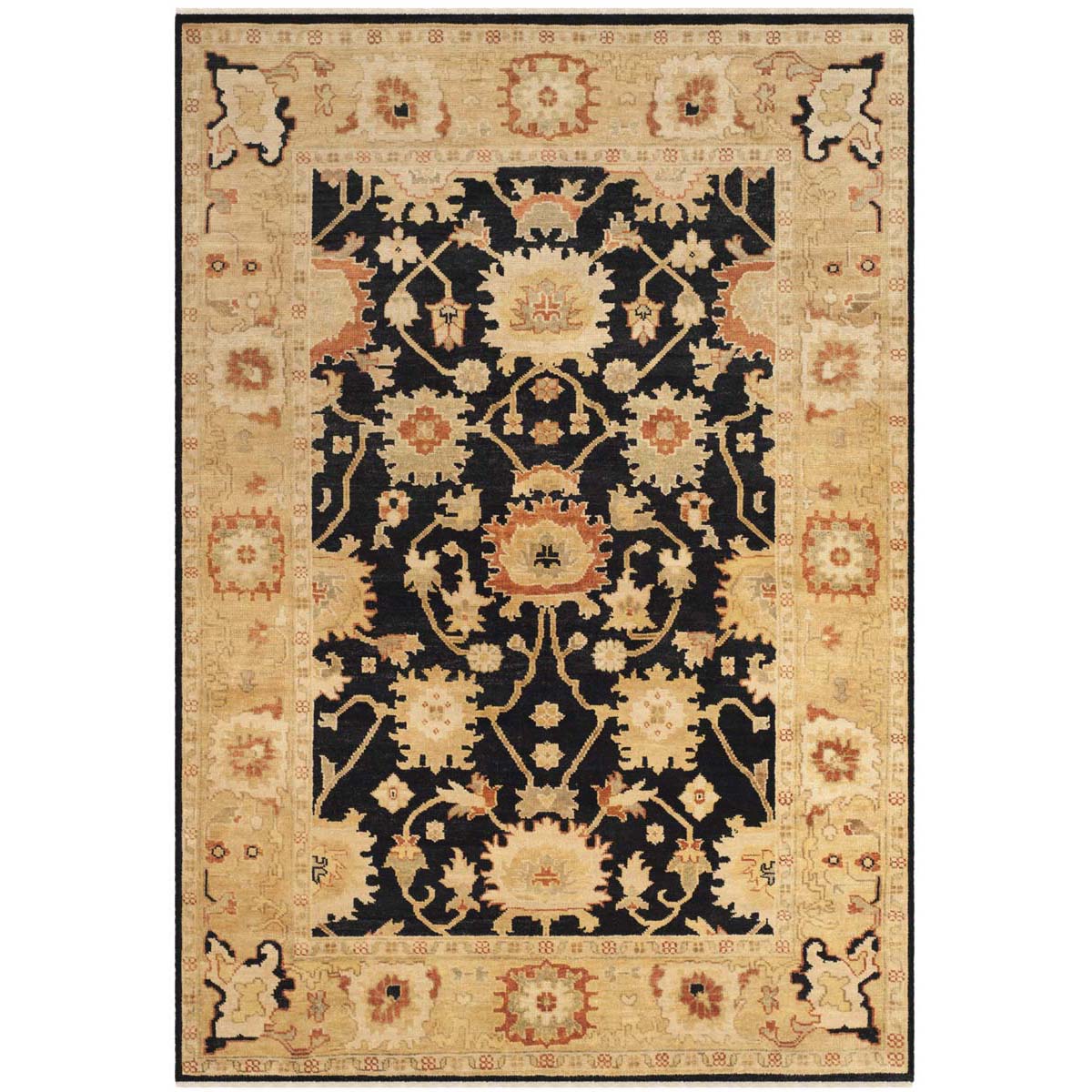 Oushak 115 Rug | Safavieh - OSH115D - Black / Light Gold