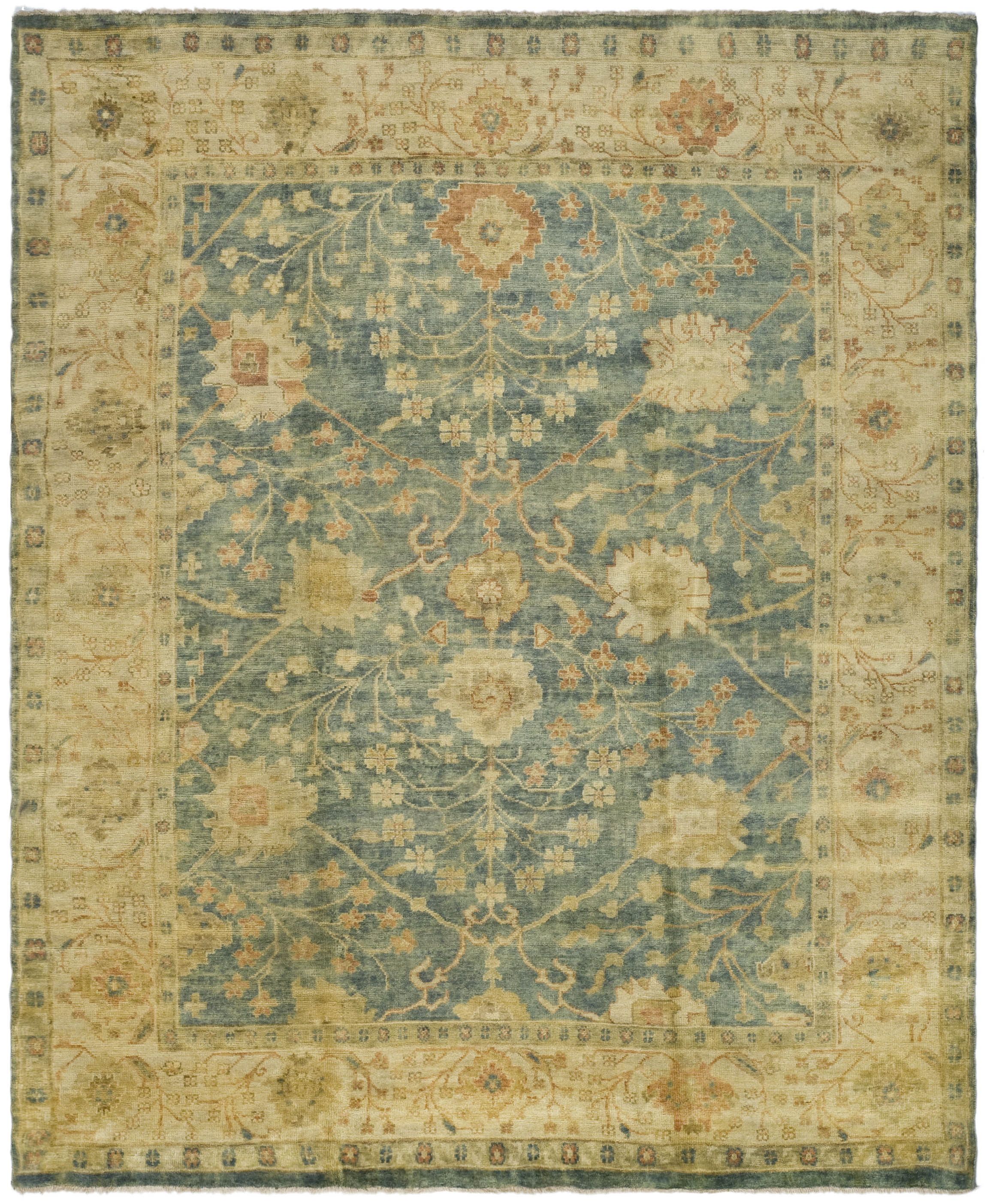 Oushak 117 Rug | Safavieh - OSH117A - Medium Blue / Green