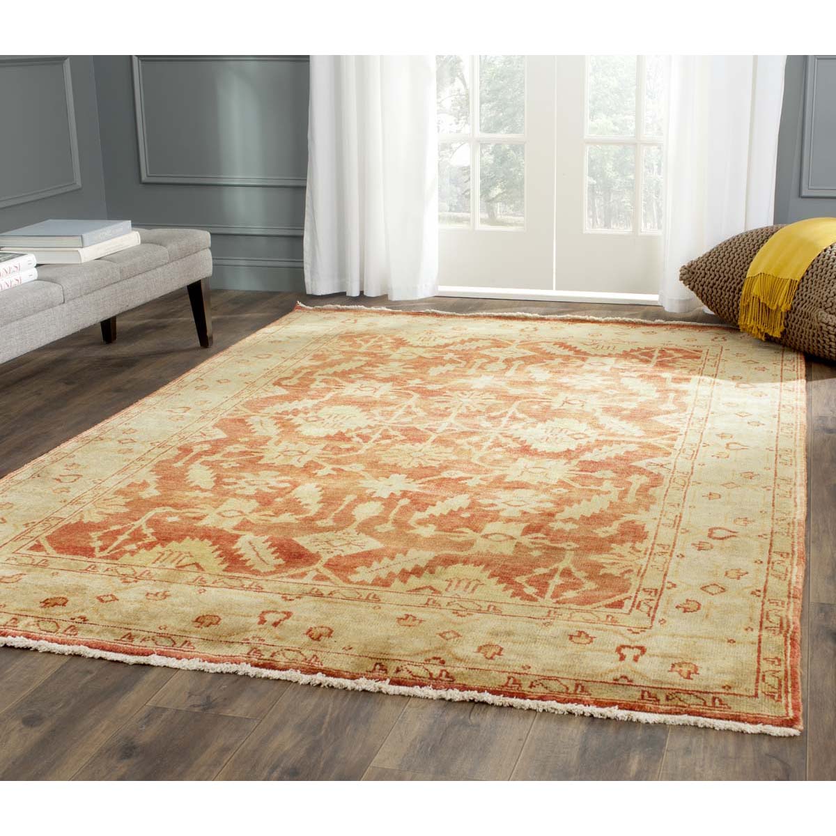 Oushak 119 Rug | Safavieh - OSH119A - Rust / Ivory