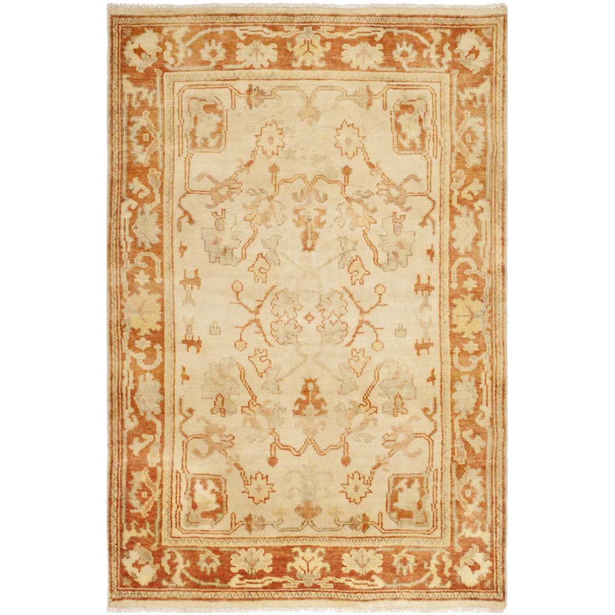 Oushak 122 Rug | Safavieh - OSH122A - Ivory / Rust