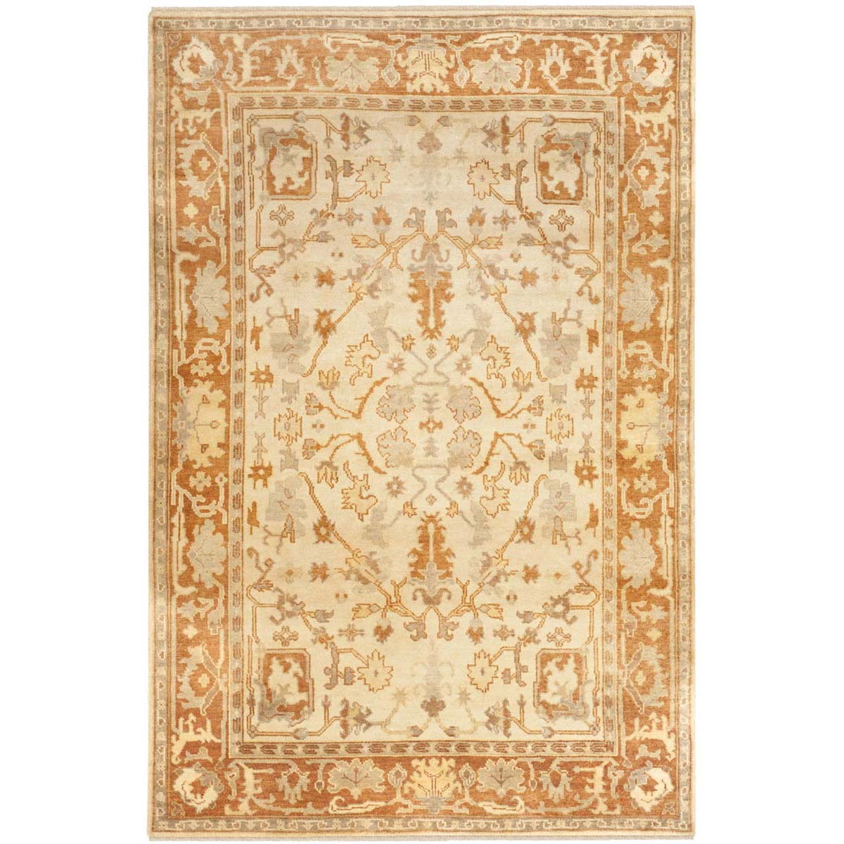 Oushak 122 Rug | Safavieh - OSH122A - Ivory / Rust