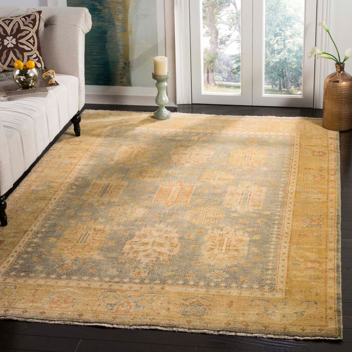 Oushak 126 Rug | Safavieh - OSH126B - Grey / Gold