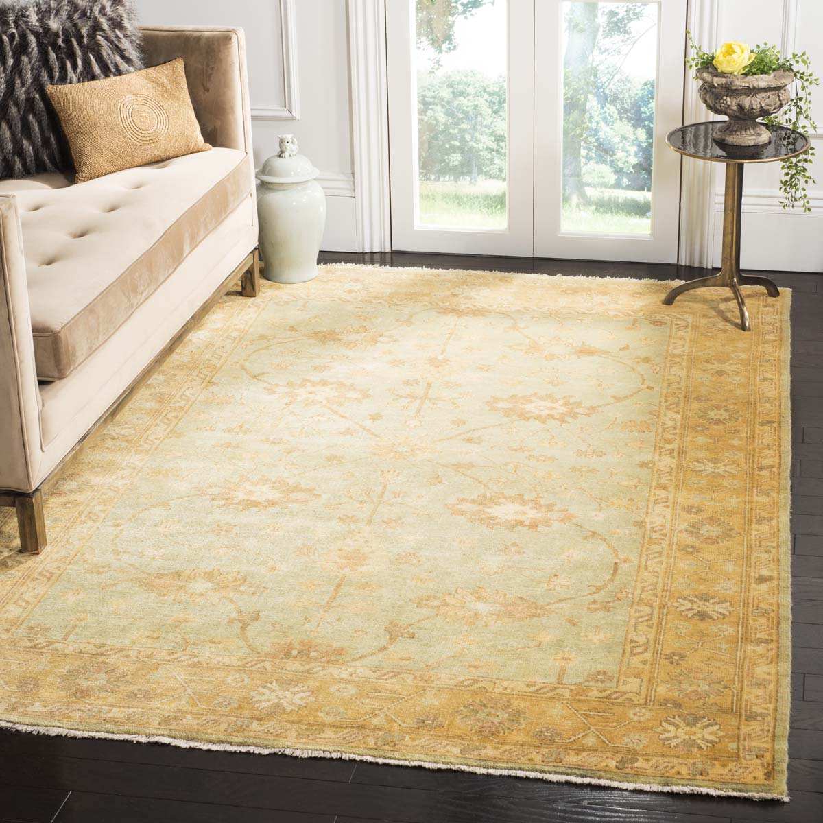 Oushak 151 Rug | Safavieh - OSH151A - Light Blue / Gold