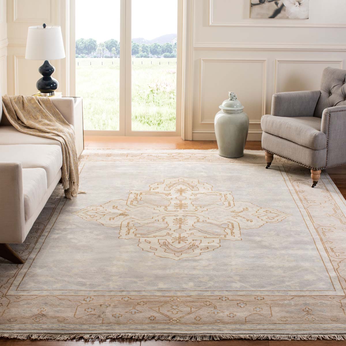 Oushak 233 Rug | Safavieh - OSH233A - Light Blue / Brown