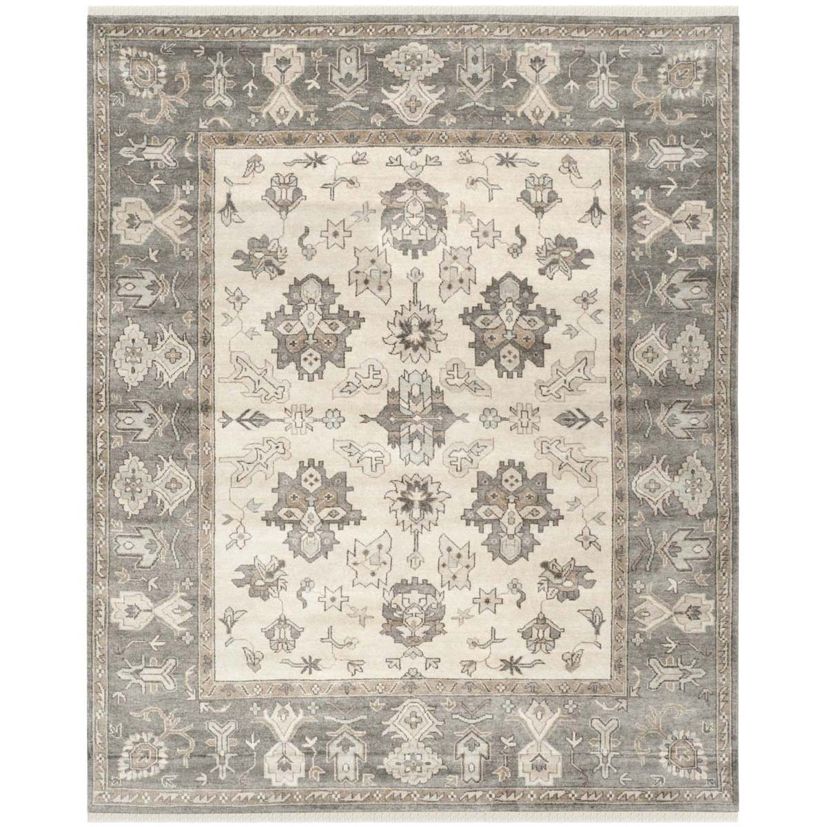 Oushak 235 Rug | Safavieh - OSH235B - Ivory / Charcoal