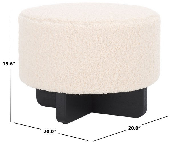 Alistair Round Ottoman | Safavieh - OTT4503 - Off White / Black