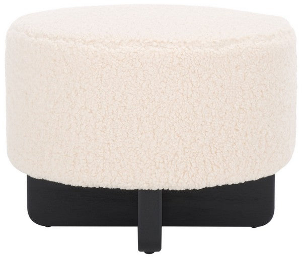 Alistair Round Ottoman | Safavieh - OTT4503 - Off White / Black