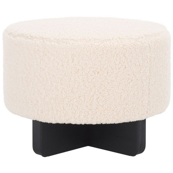 Alistair Round Ottoman | Safavieh - OTT4503 - Off White / Black