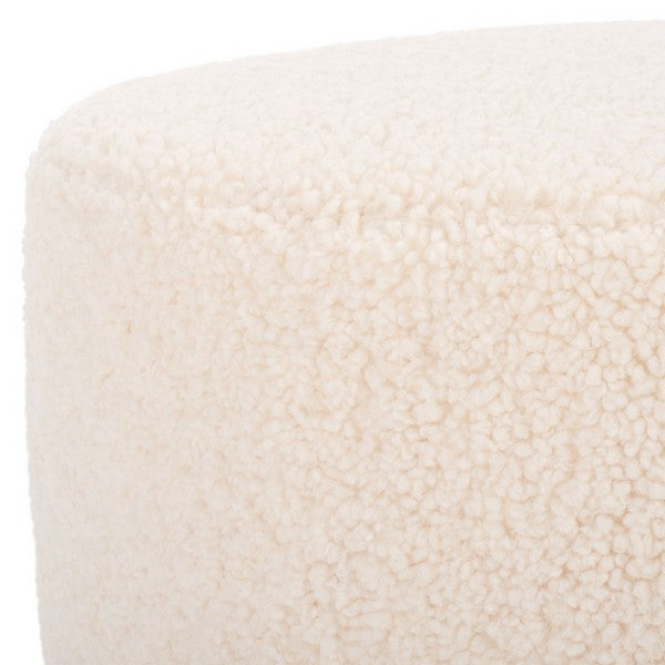 Alistair Round Ottoman | Safavieh - OTT4503 - Off White / Natural