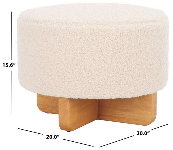 Alistair Round Ottoman | Safavieh - OTT4503 - Off White / Natural