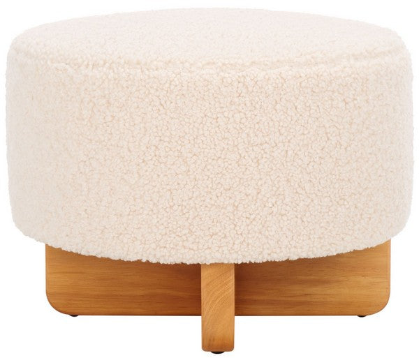 Alistair Round Ottoman | Safavieh - OTT4503 - Off White / Natural