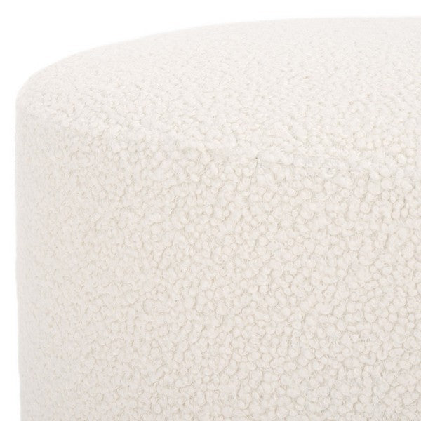 Riah Boucle Round Ottoman | Safavieh - OTT4504 - Off White / Black