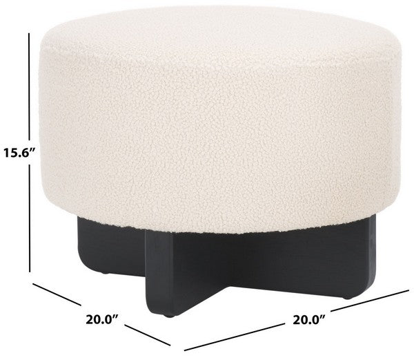 Riah Boucle Round Ottoman | Safavieh - OTT4504 - Off White / Black