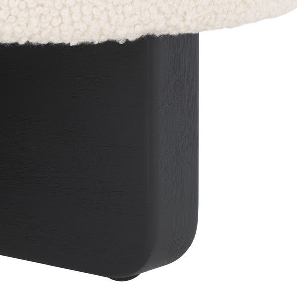 Riah Boucle Round Ottoman | Safavieh - OTT4504 - Off White / Black