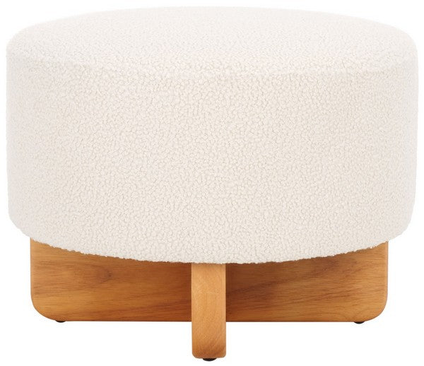 Riah Boucle Round Ottoman | Safavieh - OTT4504 - Off White / Natural