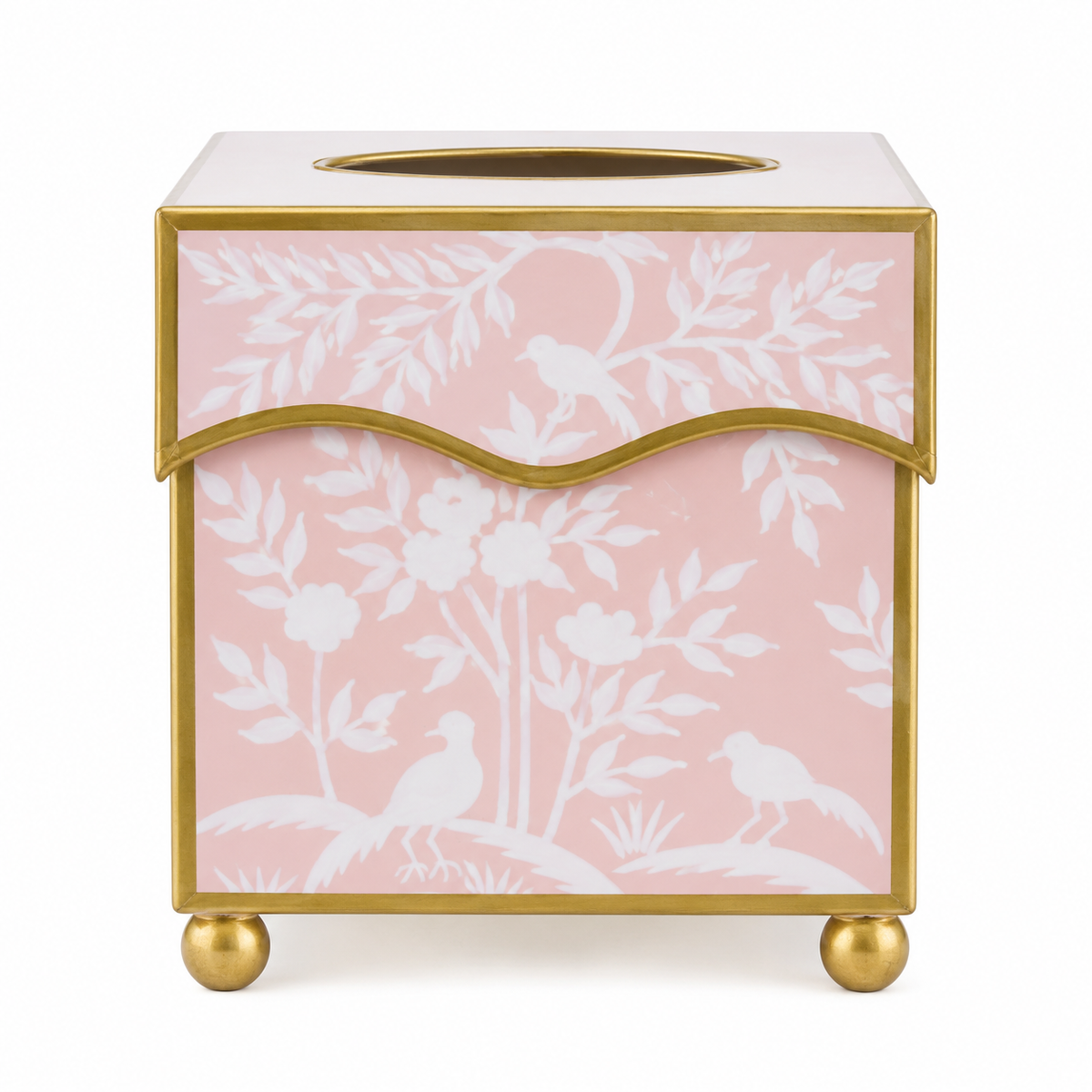 Pink Bird & Vine Wastepaper Basket & Tissue (2 Options)