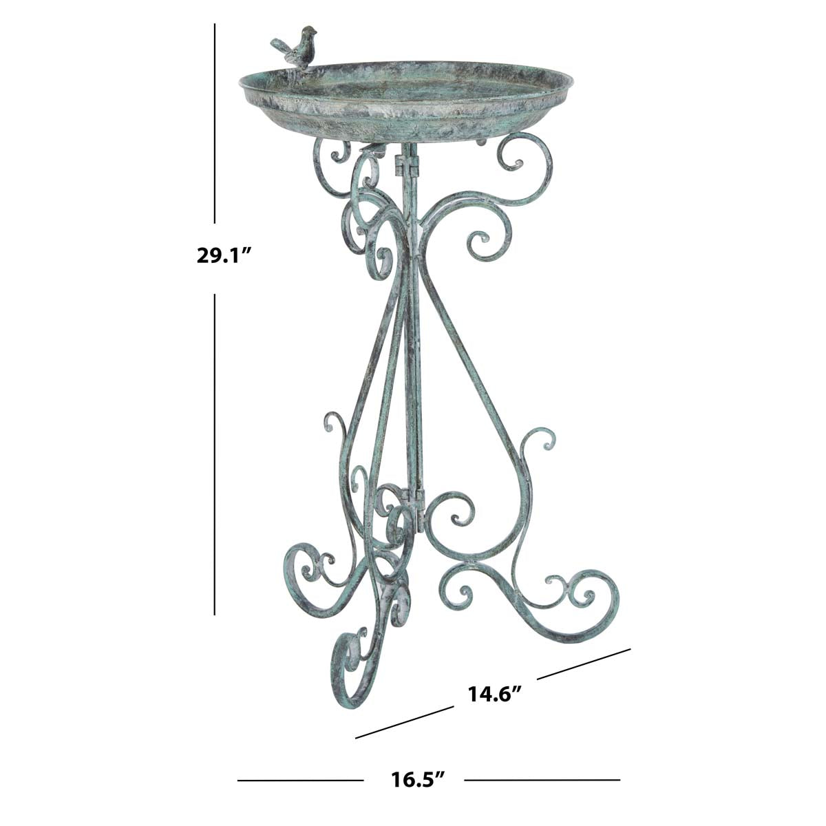 Ashlan Bird Bath | Safavieh - PAT5024 - Ant Dark Green