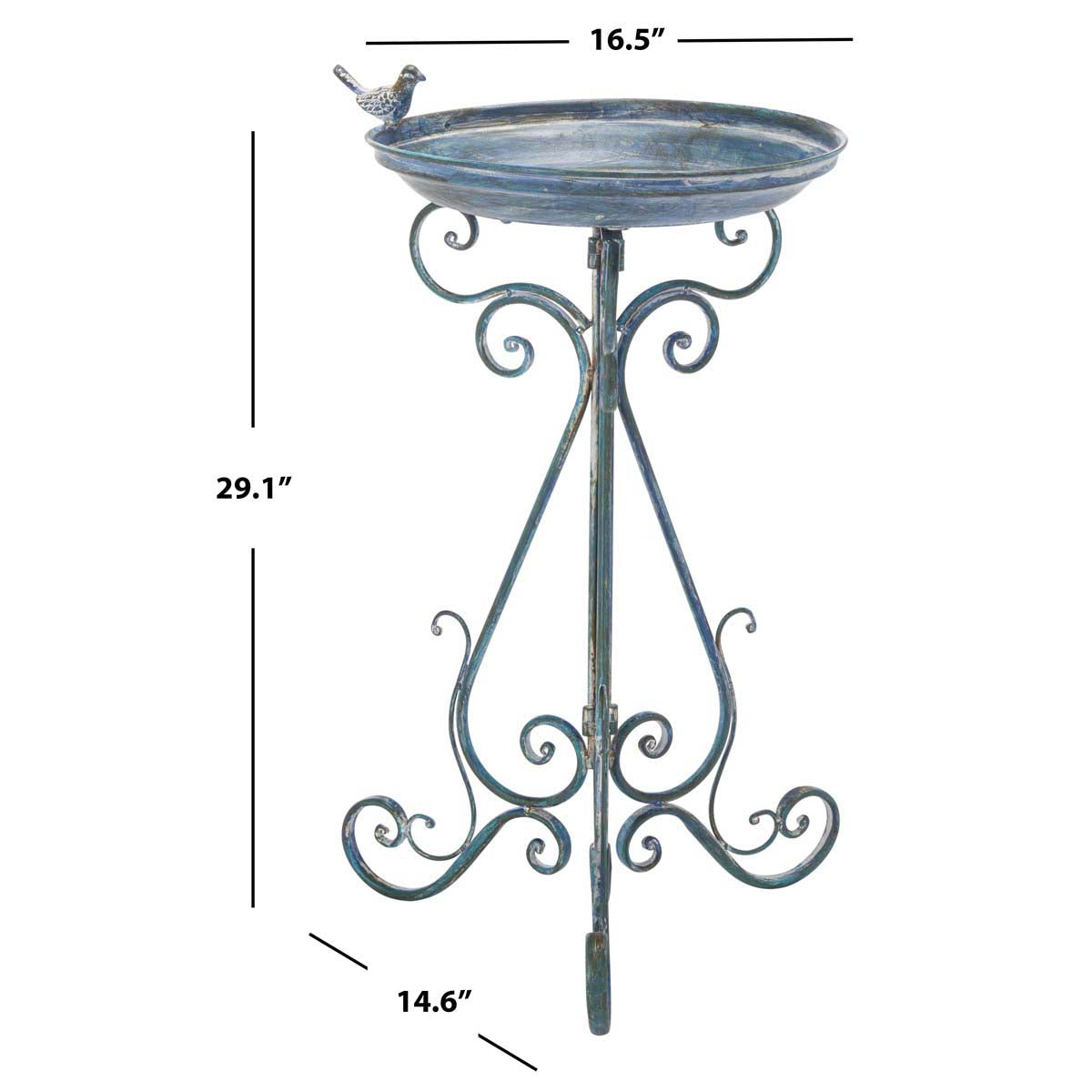 Ashlan Bird Bath | Safavieh - PAT5024 - Mossy Blue