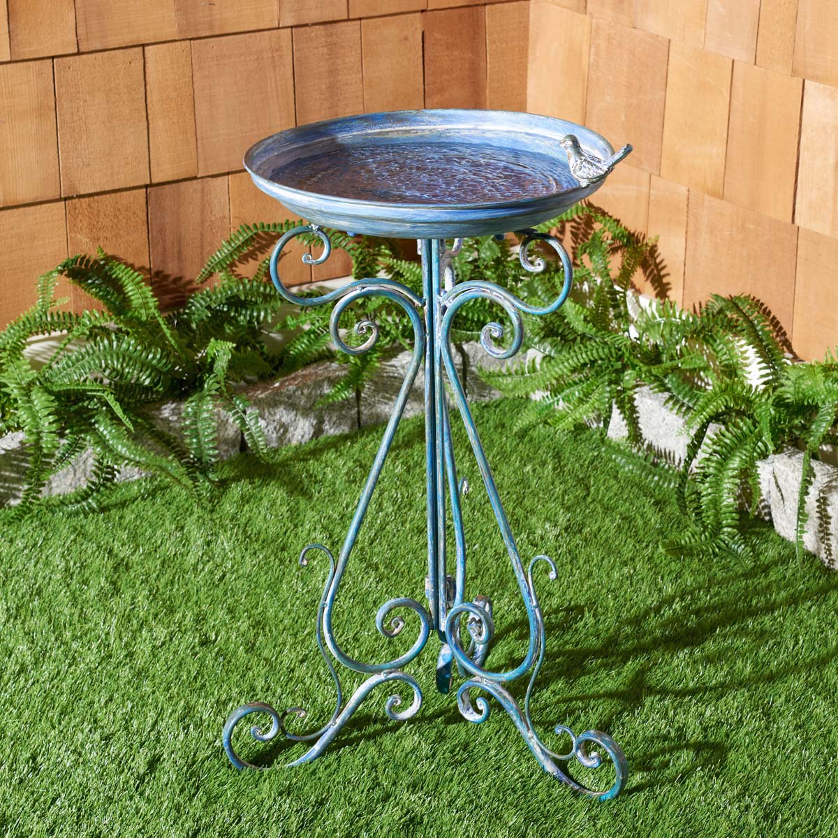 Ashlan Bird Bath | Safavieh - PAT5024 - Mossy Blue