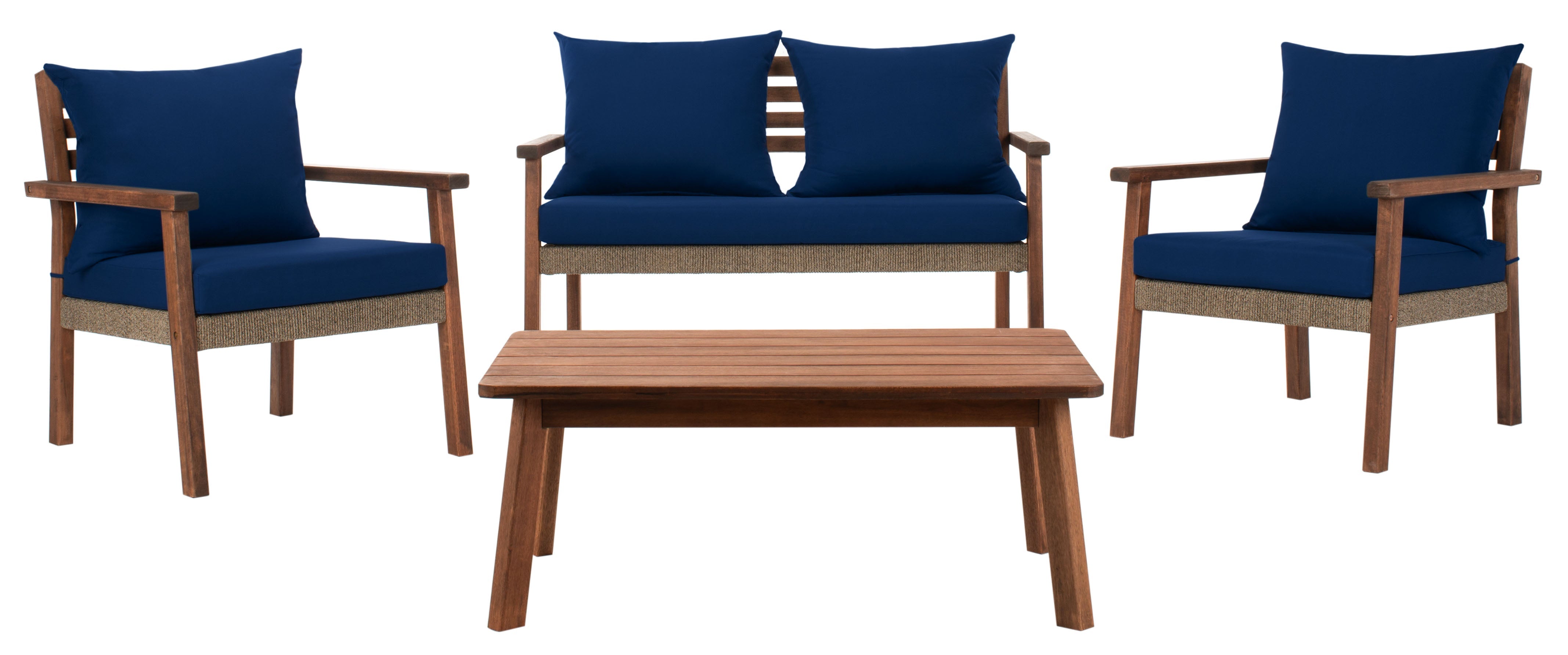 Reid 4 Pc Living Set | Safavieh - PAT7051 - Natural / Navy