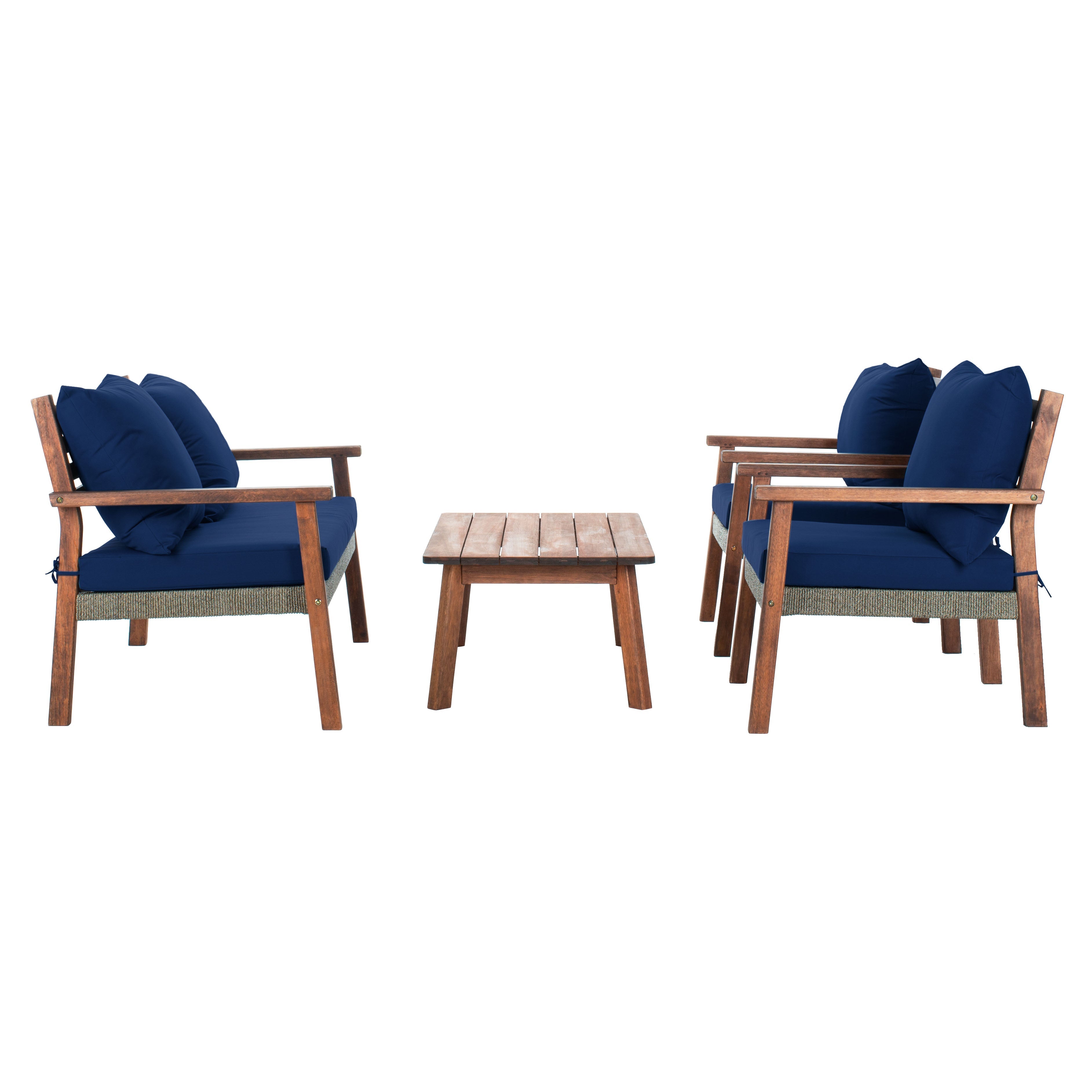 Reid 4 Pc Living Set | Safavieh - PAT7051 - Natural / Navy